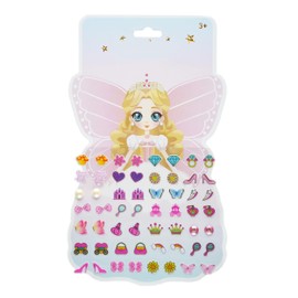 30 Pairs Stick On Earrings - Little Girls Sticker Earrings Self-Adhesive Butterfly Sticky Earrings Gem Stickers for Kids (Costume Party)