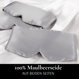 Zenssia Silk Sleep Mask for Men and Women, Enlarged and Widened Eye Mask with Adjustable Velcro for Daily Rest and Short Breaks when Travel, Silver Grey