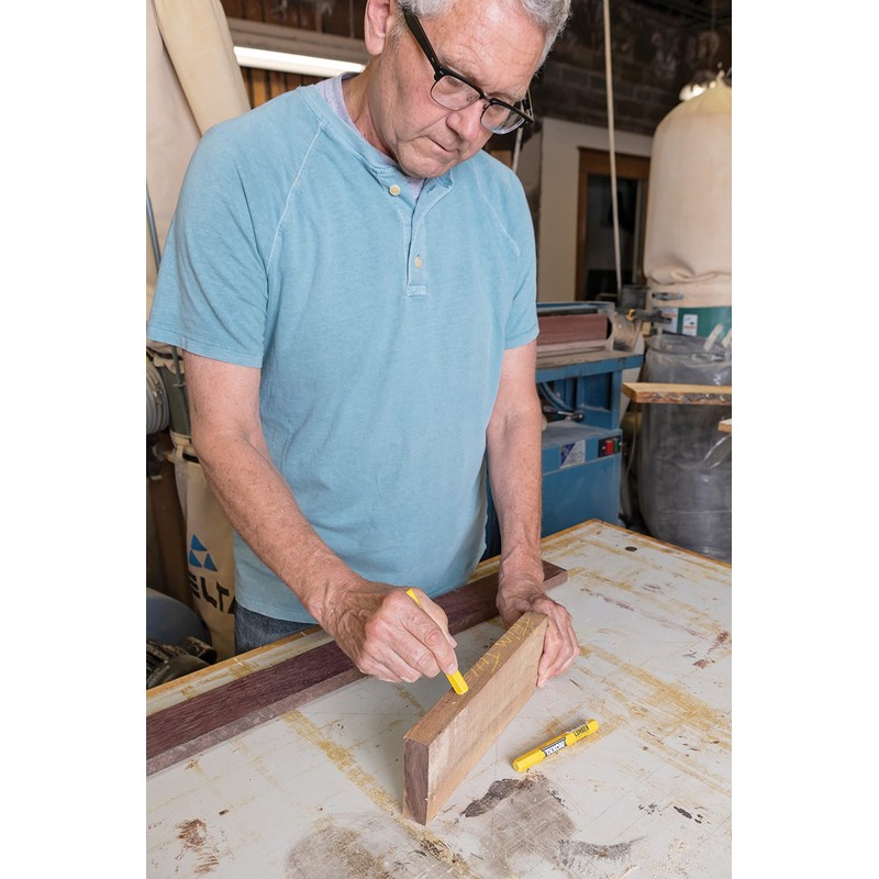 DIXON Industrial Lumber Marking Crayons, 4.5" x 1/2" Hex, Yellow,