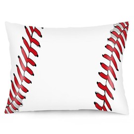 Silk Satin Pillowcase for Hair and Skin,Sport Theme Pillow Cover Queen Size Pillowcases with Envelope Closure,Sports White and Red Baseball Laces Pillow Covers Bed Cushion Covers for Women,20"x30"