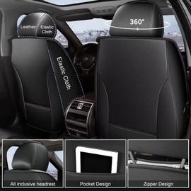 RAWAKORW Car Seat Covers Fit for Honda Pilot 2005-2016 Front Set Faux Leather Seat Cover with 3D Flank (2 Seats, Black&Grey)