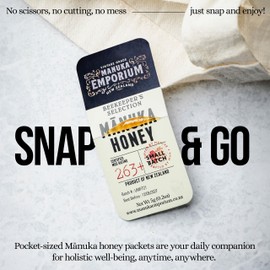 Manuka Emporium Raw Manuka Honey Packets MGO 263+ | 24 x 0.18oz Single-Serve Snaps | Certified Monofloral New Zealand Honey | UMF 10+ Equivalent | Travel-Friendly Superfood for Daily Wellness