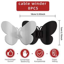 Cord Organizer for Appliances 8 Pack Cord Organizer for Kitchen Appliance Butterfly Appliance Cord Organizer for Mixer Air Fryer Keep Your Kitchen Appliances Cord Tidy（White & Black）