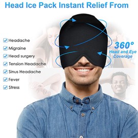 SQAQS Migräne-Kopfschmerz-KappenHitze- und KältekappenKühlende KappenSchlafmaskeElastische Gel-Kappen360 Elastische KappenLinderung von Spannungskopfschmerzen, Sinusdruck und geschwollenen Augen