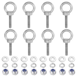 PATIKIL M6 x 30mm Lifting Shoulder Eye Bolt, 8Pcs 304 Stainless Steel Lifting Ring Threaded Eyebolt with Nuts Washers for Hanging Hammocks Articles