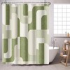PEDBANRO Sage Green Shower Curtain Retro Geometric,Mid Century