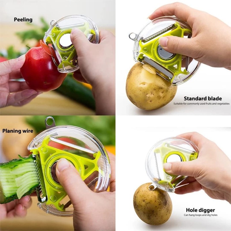 Apple Peeler “3 in 1” Multi-Functional Blades with a Button