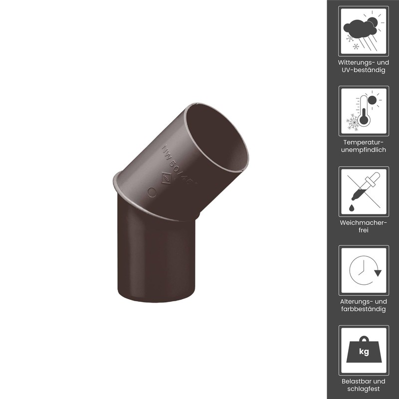 INEFA Rain Pipe Elbow 45 Degrees for Downpipe, PVC DN