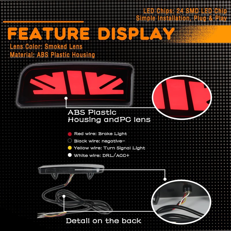 ZDEERAOTO Rear Bumper Reflector Lamp Fog Light DRL Sequential Turn