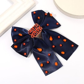Game Day Hair Bows for Women Football Hair Bows Clips Jeweled Large Hair Bows Silky Satin Hair Ribbons Cheer Bows Red Blue Spirit Day Accessories Football Mom Game Day Accessories Outfits (Pattern B3)