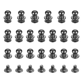 TIXIPEM 6mm Ball Head Stud Rivets Screw Back [20Pcs] - Metal Round Head Button Nipple Rivet Use for Bag & Belt & Handbag & Leather Craft & DIY Decoration - [Gun Black]