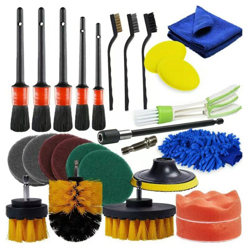 27PCS Car Cleaning Brushes Polishing Pads Waxing Buffing Sponge Pad