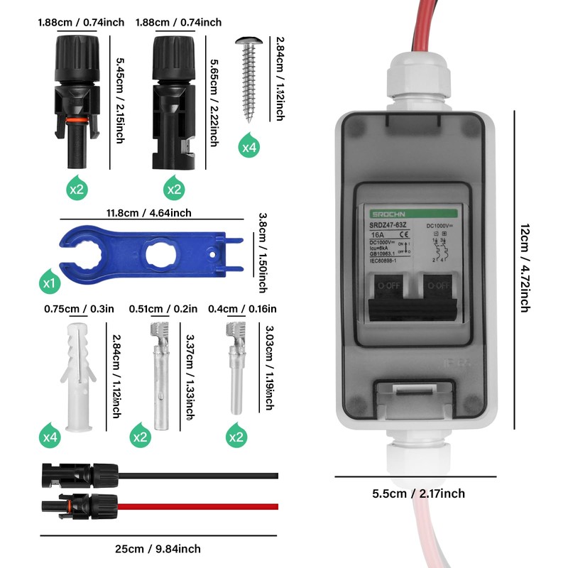 TEOV DC Isolator Switch Solar PV, 2P 16A 1000V Solar