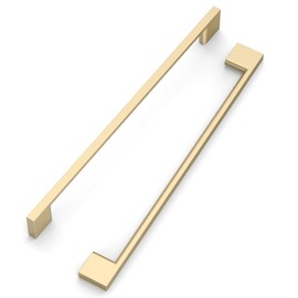 FILTA 10 Pack 8.8 Inch(224mm) Hole Centers Brushed Brass Cabinet Pulls,Stylish Gold Cabinet Pulls Zinc Alloy Cabinet Hardware for Cabinets Cupboard Handles Drawer Pulls