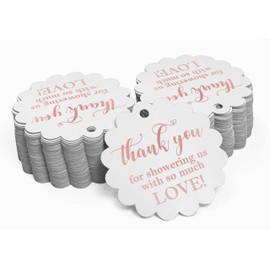 Inkdotpot Real Rose Gold Foil Thank You Baby/Bridal Shower Tags Favor Hang Paper Tags 100 Pieces