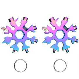 2 Pcs 18 in 1 Snowflake Multi Tool, Snowflake Multitool, Stainless Steel Snowflake Handy Tool, Screwdriver Spanner and Bottle Opener etc Adventure Tool for Outdoor Travel Camping（Multicolor）