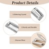 4 Pack Silver Barrettes, Rectangular Rhinestone Hair Clips