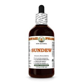 Sundew (Drosera Rotundifolia) Dry Leaf Glycerite, Made in Hawaii, All Natural, Vegan, Lab Tested Alcohol-Free Liquid Extract - 4 fl.oz