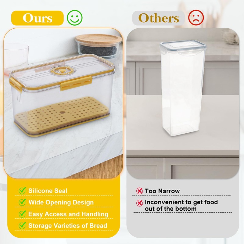 ANYPROLUS Bread Box for Homemade Bread, Airtight Kitchen Counter Storage