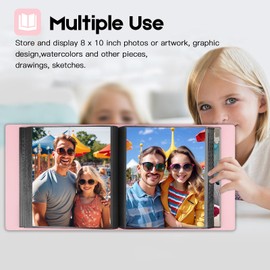8x10 Photo Album 152 Pockets Hold 8x10 Photos, Photo Album 8x10, Large Capacity Leather Cover Family Wedding Baby Photo Album for 8x10 Pictures, 8x10 Photo Album Book with Black Inner Pages (Pink)