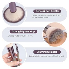 Maange Pcs Brochas Maquillaje Profesionales Estuche Base Facial Sintética Polvo Rubor Sombra Ojos Mezcla Pata Viaje Champaña