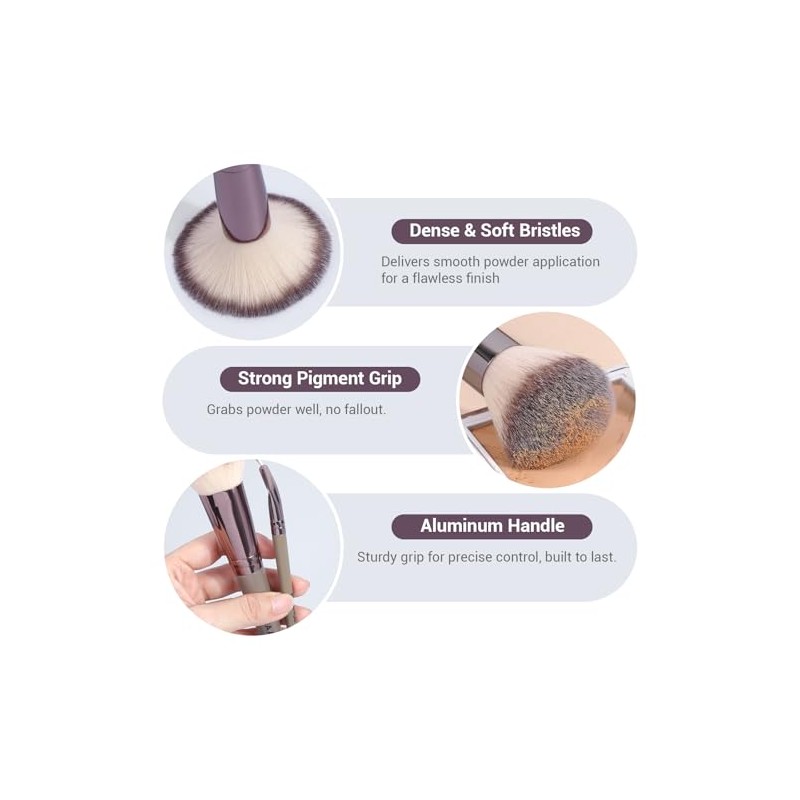 Maange Pcs Brochas Maquillaje Profesionales Estuche Base Facial Sintética Polvo