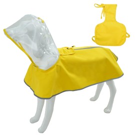 MAMORE Dog Raincoat and Waterproof Belly Vest 2pcs Sets, Wearable Separately, Poncho and Belly Cover for Small Medium Large Dogs, Adjustable Breathable Reflective Hood (Yellow-Female, XX-Large)