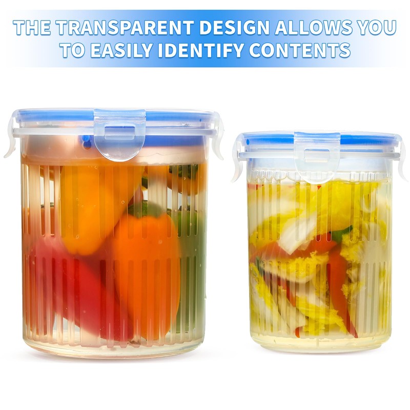Qiuhome Pickle Jar with Strainer, Pickle Container with Strainer Jalapeno