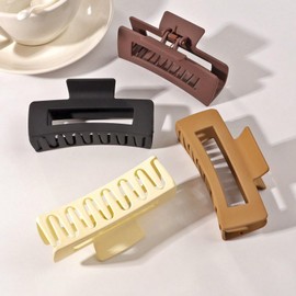 Faucye Combination Large Claw Clips for Women and Girls, Matte Non-slip Claw Clips for Long Thick Curly Hair,Claw Clips Hair Accessories (Square Claw Clamp 4 pcs)