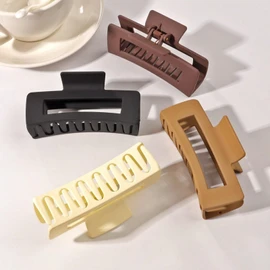 Faucye Combination Large Claw Clips for Women and Girls, Matte Non-slip Claw Clips for Long Thick Curly Hair,Claw Clips Hair Accessories (Square Claw Clamp 4 pcs)