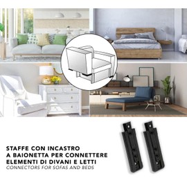 IPEA Concealed Wall Brackets for Concealed Headboard Panels - Fixing Brackets for Headboard, Sofas and Furniture - Pack of 2 - Metal Furniture Hooks - Universal Connectors for Bed - 150mm