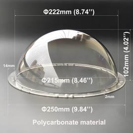 UQISOVI 9 Inch Clear Polycarbonate Optical Hemispherical Surveillance Security Camera Dome Cover Half Ball Camera Lens Transparent Plastic Cap for High-Speed Spherical PTZ Dome Camera