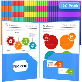 120 Packs 2 Pocket Plastic Folders Bulk Heavy Duty Plastic Folders with Pockets and Card Slot 10 Assorted Colors Letter Size File Folder for Student Back to School Office Business Home
