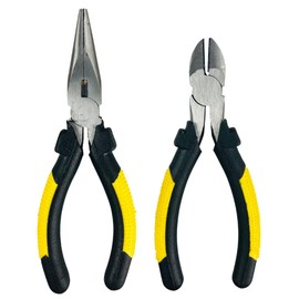 PLIER KING Heavy Duty 2-Piece 6-Inch Plier Set with Carrying Case | Sidecutter and Longnose Pliers | Comfortable Grip