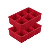 Houdini Large Cube Silicone Tray Ice Mold, 2 pack, RED,