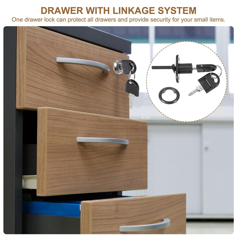 PATIKIL 4Pcs Drawer Lock with Keys, 16mm(5/8") File Cabinet Lock