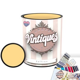 Vintiques Chalk & Mineral Paint plus color card, Matte Finish- Easy Application for DIY Projects - Furniture, Wood, Metal, Home Decor and More, Saffron, 32oz