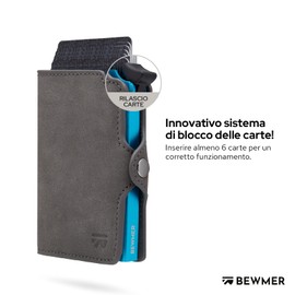 BEWMER 1 Shielded Credit Card Wallet with Coin Pocket | Slim Wallet for Men and Women | Card and Document Holder with RFID Protection and Carbon Fiber Money Clip