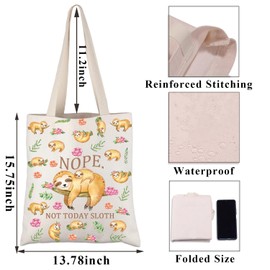 PLITI Sloth Tote Bag Sloth Lover Gift Lazy Sloth Gift Sloth Mom Gift Nope Not Today Sloth Shoulder Bag For Animal Lover (Not Today Sloth TGU)