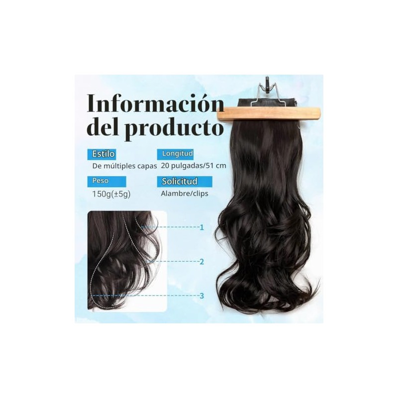 Extensiones de Cabello Natural Ondulado, Extensión de Liga
