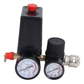 Air Compressor Pressure Switch Control Valve, 90-120 PSI 4 Way Replacement Parts with 0-180 Psi Air Compressor Regulator, 4 Port Safety Valve for Easy Installation