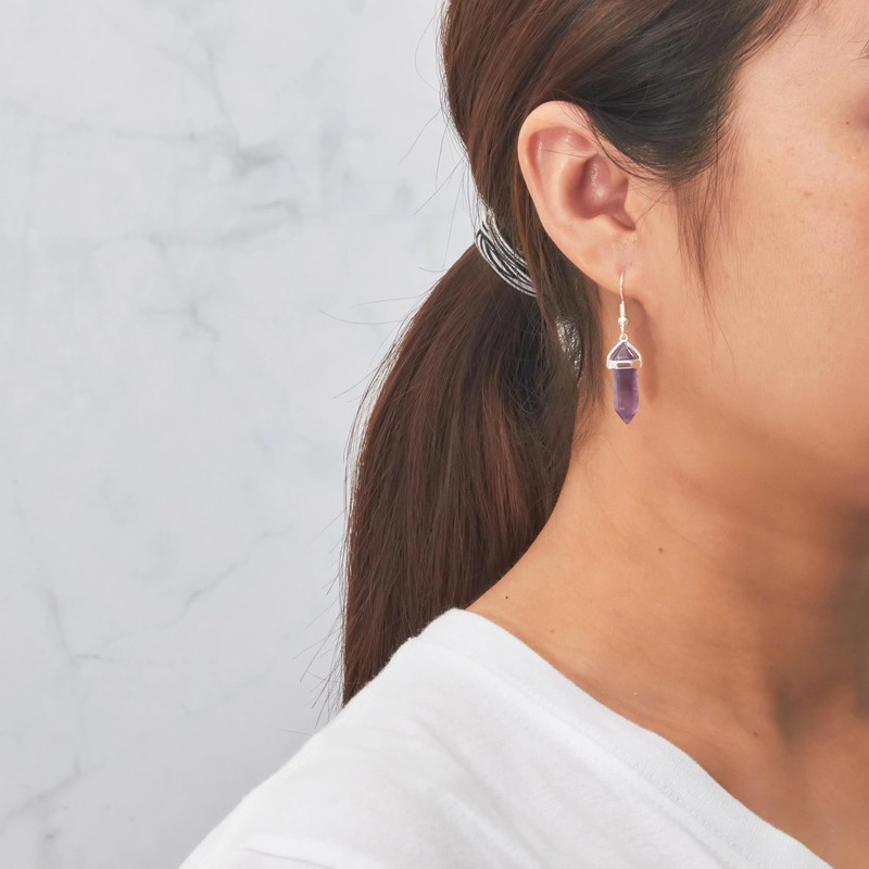 Philip Jones Amethyst Gemstone Drop Earrings