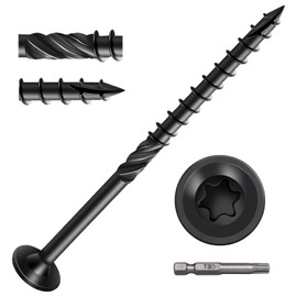 4 Inch Black Heavy-Duty Wood Screws, 50 PCS Torx Drive Multi-Purpose Modified Truss Head Lag Screws, Rust Resistant Timber Screws with a Star Bit for Log Timber Landscaping Wood (#14 x 4")