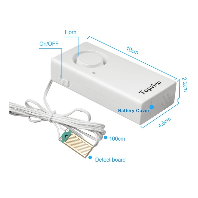 Topvico Water Leak Detector, 120dB Loud Siren, Powered by 9V