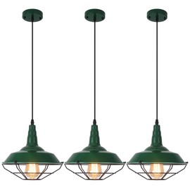 SESIMENT Green Farmhouse Pendant Light, 3 Packs 10.5 inch, Modern Pendant Light, Kitchen Pendant Light, Industrial Pendant Light, Pendant Lights Kitchen Island for Bedroom, Kitchen, Bar