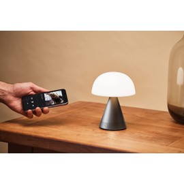 Lexon Mina L Audio 2 in 1 Mushroom Table Lamp and Wireless Bluetooth Speaker, 9 LED Color Mood Lamp for Bedrooms & Living Room & Music Player - Gun Metal