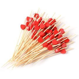 200pcs Snack Sticks Heart Shaped Decorative Fruit Picks Cocktail Picks Cocktail Toothpicks Love Picks