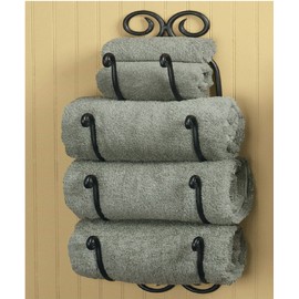 Park Designs 4 Tier Black Scroll Bath Towel Holder 27" H