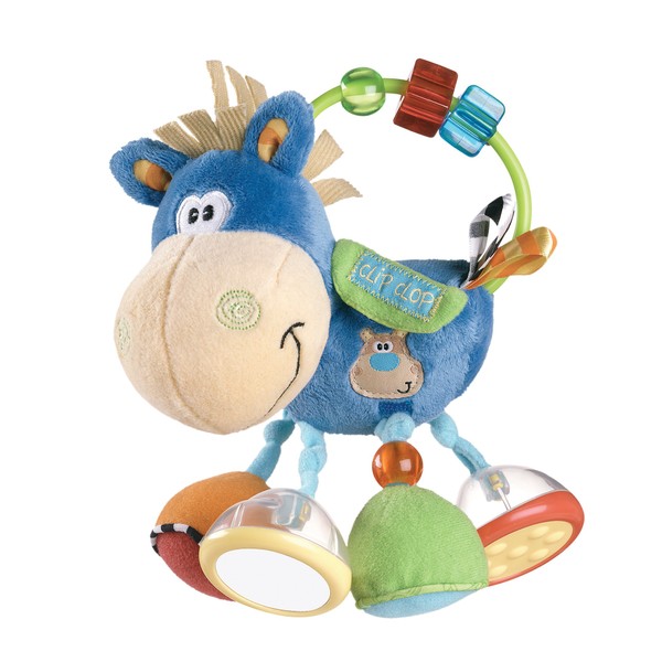 Playgro Activity Rattle Clip Clop, Learning Toy, From 3 Months, BPA Playgro Toy Box Horse Clip Clop, Blue/Multicoloured, 40016
