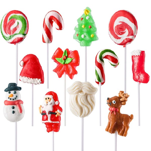 Lollipops temáticas para fiestas (paquete de 12) Ideal para bolsas de regalo de Navidad o para bolsas de Navidad